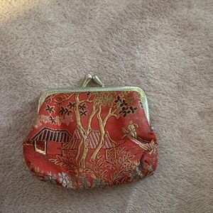 Vintage Elegant Red and Gold Women's Coin Purse